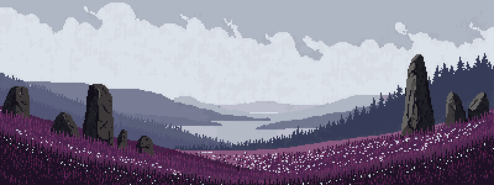 Pixel-art illustration of a misty moor scene for the Ironbarrow post: Research guide: permanent upgrades for your economy and army